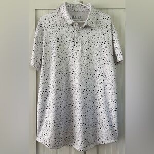 BYLT Performance + Polo White Black Speckle Print Size L